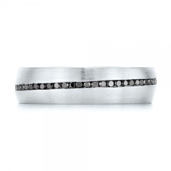 18k White Gold 18k White Gold Custom Black Diamond Men's Wedding Band - Top View -  103036