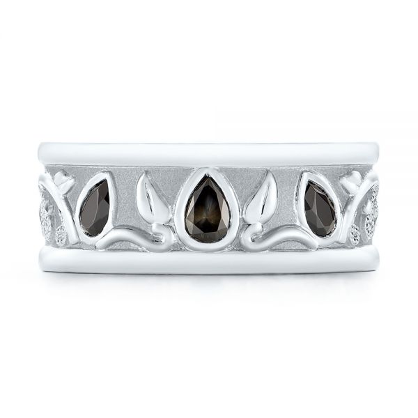 Platinum Custom Black Diamond Men's Wedding Band - Top View - 103912