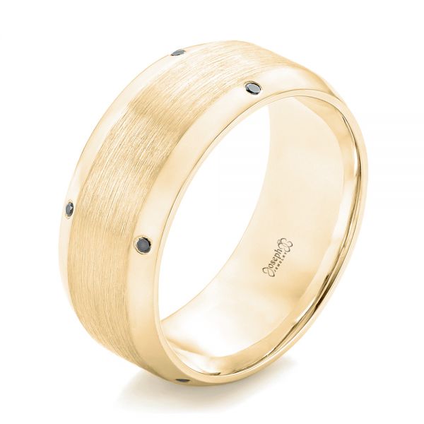 18k Yellow Gold 18k Yellow Gold Custom Black Diamond Men's Wedding Band - Three-Quarter View -  102745