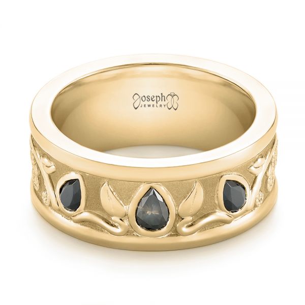 14k Yellow Gold 14k Yellow Gold Custom Black Diamond Men's Wedding Band - Flat View - 103912