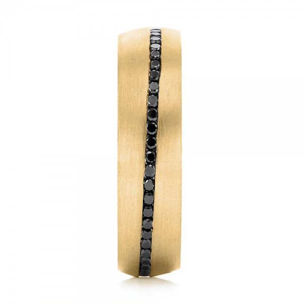14k Yellow Gold 14k Yellow Gold Custom Black Diamond Men's Wedding Band - Side View - 103036