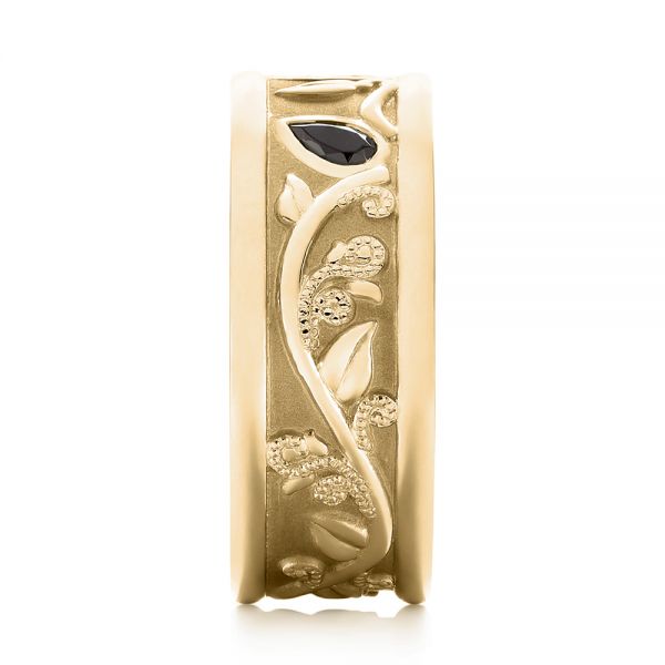 14k Yellow Gold 14k Yellow Gold Custom Black Diamond Men's Wedding Band - Side View - 103912