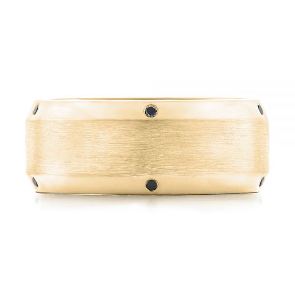 14k Yellow Gold 14k Yellow Gold Custom Black Diamond Men's Wedding Band - Top View - 102745