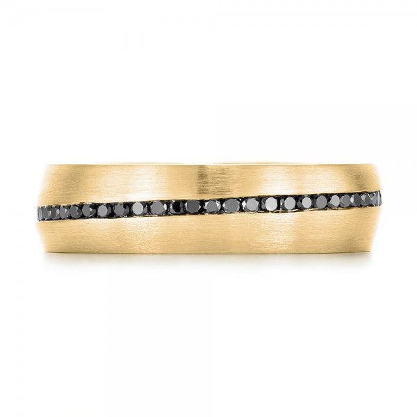 14k Yellow Gold 14k Yellow Gold Custom Black Diamond Men's Wedding Band - Top View - 103036