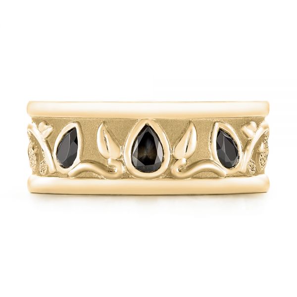 14k Yellow Gold 14k Yellow Gold Custom Black Diamond Men's Wedding Band - Top View - 103912