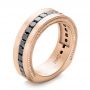 14k Rose Gold Custom Black Diamond And Brushed Men's Band