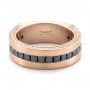 18k Rose Gold 18k Rose Gold Custom Black Diamond And Brushed Men's Band - Flat View -  102044 - Thumbnail