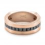 18k Rose Gold 18k Rose Gold Custom Black Diamond And Brushed Men's Band - Flat View -  102044 - Thumbnail