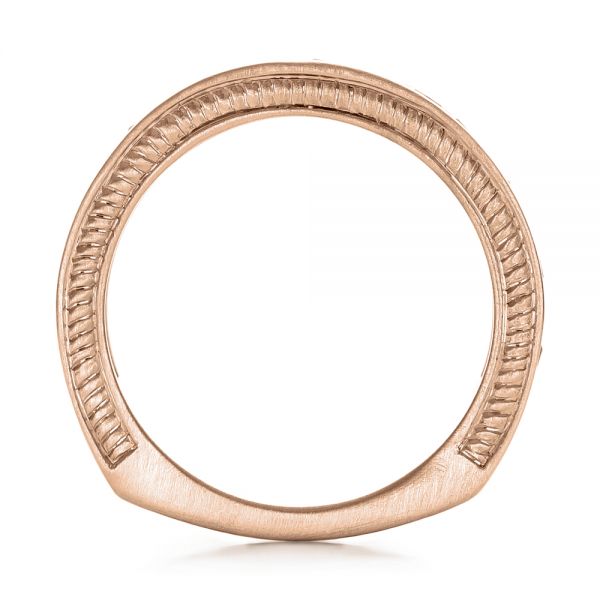 18k Rose Gold 18k Rose Gold Custom Black Diamond And Brushed Men's Band - Front View - 102044