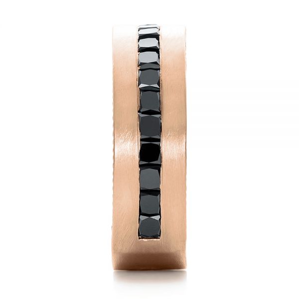 18k Rose Gold 18k Rose Gold Custom Black Diamond And Brushed Men's Band - Side View -  102044