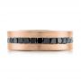 18k Rose Gold 18k Rose Gold Custom Black Diamond And Brushed Men's Band - Top View -  102044 - Thumbnail