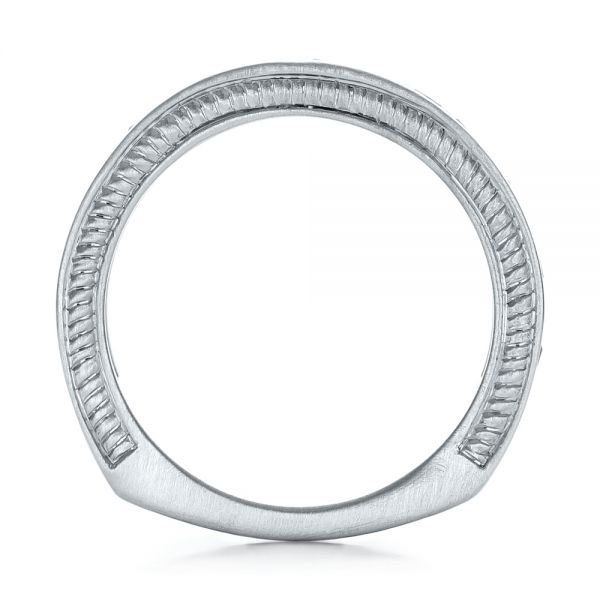 18k White Gold 18k White Gold Custom Black Diamond And Brushed Men's Band - Front View -  102044