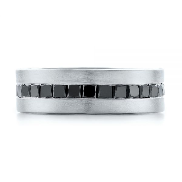  Platinum Platinum Custom Black Diamond And Brushed Men's Band - Top View -  102044