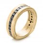 18k Yellow Gold 18k Yellow Gold Custom Black Diamond And Brushed Men's Band - Three-Quarter View -  102044 - Thumbnail