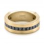 18k Yellow Gold 18k Yellow Gold Custom Black Diamond And Brushed Men's Band - Flat View -  102044 - Thumbnail