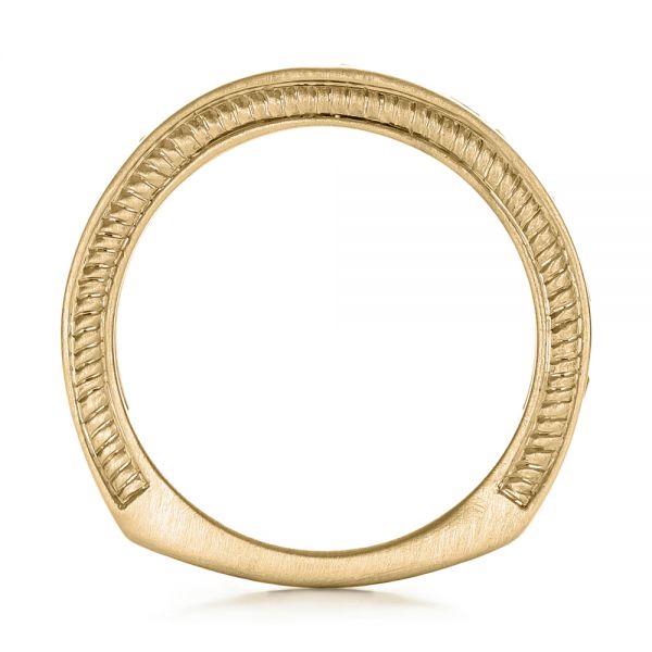 14k Yellow Gold 14k Yellow Gold Custom Black Diamond And Brushed Men's Band - Front View - 102044