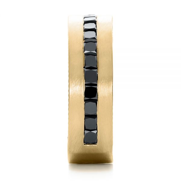 18k Yellow Gold 18k Yellow Gold Custom Black Diamond And Brushed Men's Band - Side View -  102044