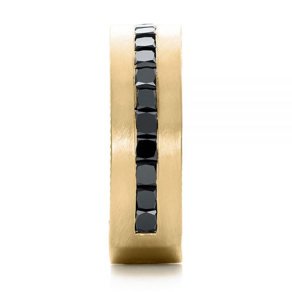 14k Yellow Gold 14k Yellow Gold Custom Black Diamond And Brushed Men's Band - Side View - 102044