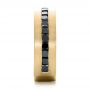 14k Yellow Gold 14k Yellow Gold Custom Black Diamond And Brushed Men's Band - Side View -  102044 - Thumbnail