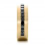 14k Yellow Gold 14k Yellow Gold Custom Black Diamond And Brushed Men's Band - Side View -  102044 - Thumbnail