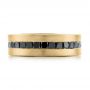 18k Yellow Gold 18k Yellow Gold Custom Black Diamond And Brushed Men's Band - Top View -  102044 - Thumbnail