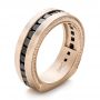 14k Rose Gold 14k Rose Gold Custom Black Diamond And Brushed Men's Band - Three-Quarter View -  102045 - Thumbnail