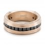 14k Rose Gold 14k Rose Gold Custom Black Diamond And Brushed Men's Band - Flat View -  102045 - Thumbnail