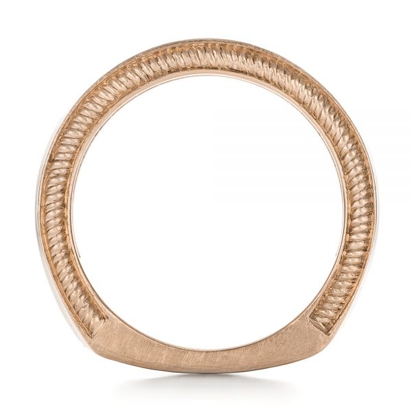 18k Rose Gold 18k Rose Gold Custom Black Diamond And Brushed Men's Band - Front View - 102045