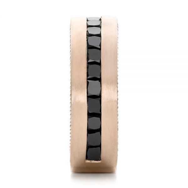 18k Rose Gold 18k Rose Gold Custom Black Diamond And Brushed Men's Band - Side View -  102045