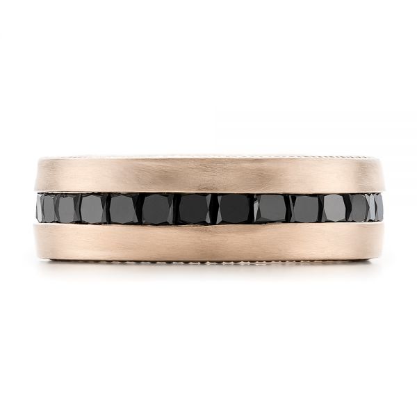 14k Rose Gold 14k Rose Gold Custom Black Diamond And Brushed Men's Band - Top View -  102045