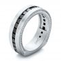 18k White Gold 18k White Gold Custom Black Diamond And Brushed Men's Band - Three-Quarter View -  102045 - Thumbnail