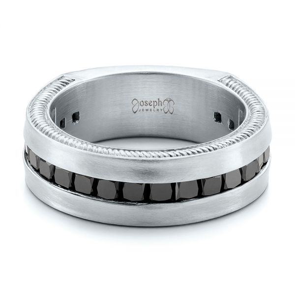  Platinum Platinum Custom Black Diamond And Brushed Men's Band - Flat View -  102045