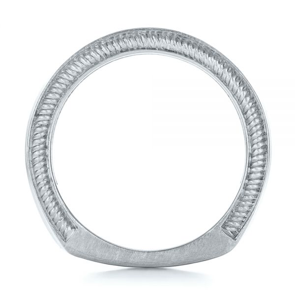 14k White Gold 14k White Gold Custom Black Diamond And Brushed Men's Band - Front View - 102045