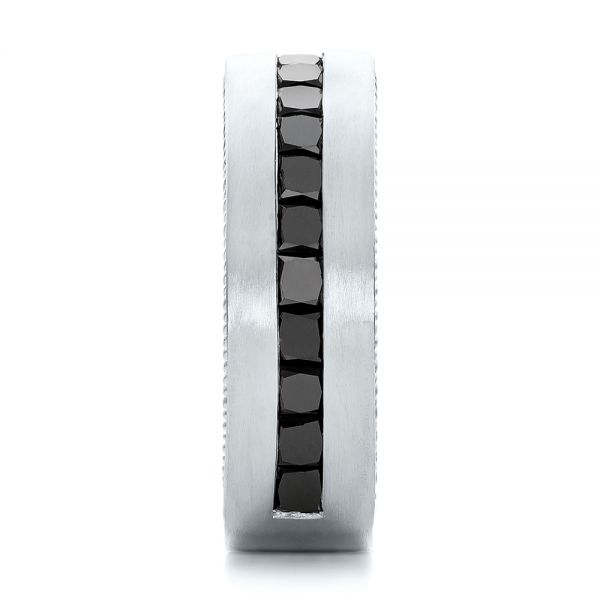  Platinum Platinum Custom Black Diamond And Brushed Men's Band - Side View -  102045