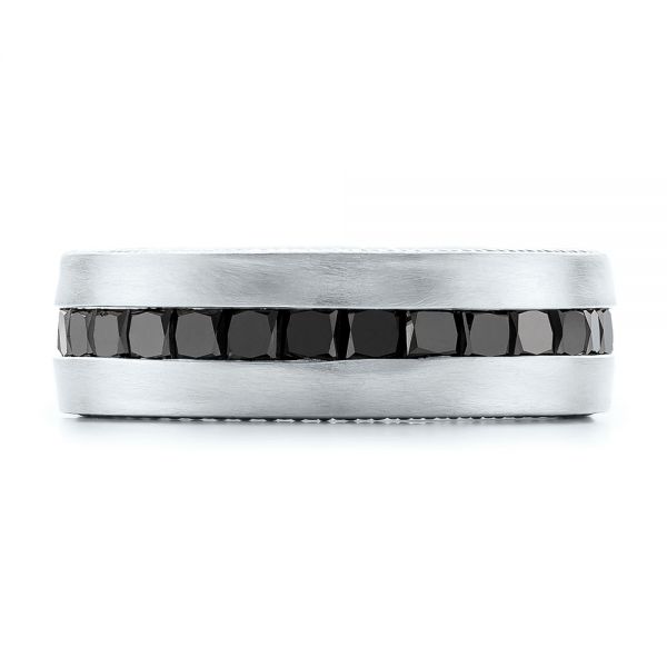 14k White Gold 14k White Gold Custom Black Diamond And Brushed Men's Band - Top View - 102045