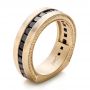 18k Yellow Gold 18k Yellow Gold Custom Black Diamond And Brushed Men's Band - Three-Quarter View -  102045 - Thumbnail