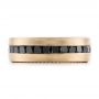 14k Yellow Gold Custom Black Diamond And Brushed Men's Band - Top View -  102045 - Thumbnail