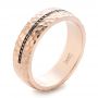  18K Gold 18K Gold Custom Black Diamonds And Hammered Men's Wedding Band - Three-Quarter View -  102303 - Thumbnail