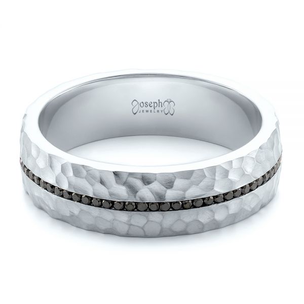 Platinum Custom Black Diamonds And Hammered Men�s Wedding