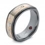 Custom Black Ruby And Diamond Mokume Men's Band - Three-Quarter View -  104850 - Thumbnail