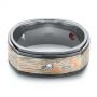 Custom Black Ruby And Diamond Mokume Men's Band - Flat View -  104850 - Thumbnail