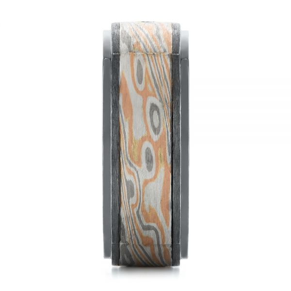 Custom Black Ruby And Diamond Mokume Men's Band - Side View - 104850