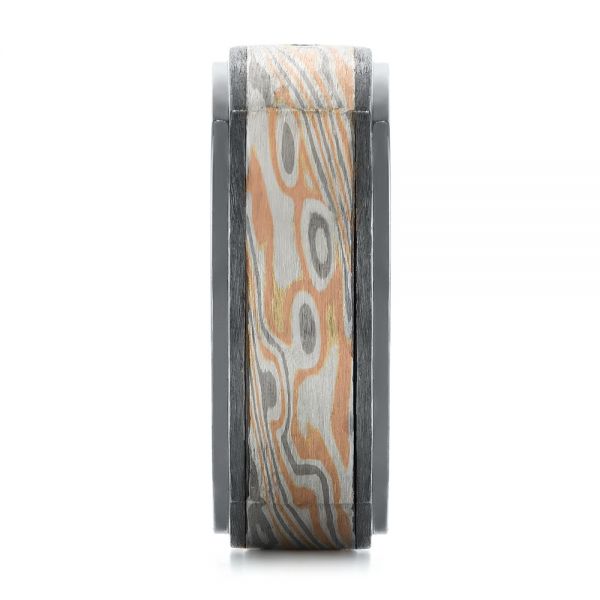 Custom Black Ruby And Diamond Mokume Men's Band - Side View -  104850