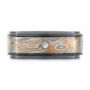 Custom Black Ruby And Diamond Mokume Men's Band - Top View -  104850 - Thumbnail