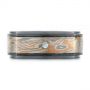 Custom Black Ruby And Diamond Mokume Men's Band - Top View -  104850 - Thumbnail