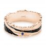 18k Rose Gold 18k Rose Gold Custom Blue Sapphire Black Antiqued Men's Band - Flat View -  104112 - Thumbnail