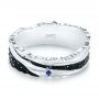  Platinum Platinum Custom Blue Sapphire Black Antiqued Men's Band - Flat View -  104112 - Thumbnail