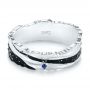 18k White Gold 18k White Gold Custom Blue Sapphire Black Antiqued Men's Band - Flat View -  104112 - Thumbnail