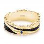 18k Yellow Gold 18k Yellow Gold Custom Blue Sapphire Black Antiqued Men's Band - Flat View -  104112 - Thumbnail