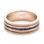 18k Rose Gold 18k Rose Gold Custom Blue Sapphire Men's Band - Flat View -  102750 - Thumbnail